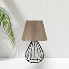 North Home Siyah Metal Kafes Gövdeli Konik Kumaş Başlıklı Abajur