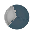 OiOi Puzzle Vakum Tabanlı Silikon Tabak Deep Blue / Powder Grey