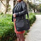 Lederax Hakiki Deri Çok Gözlü Omuz Çantası LD485