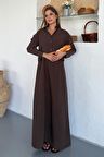 Ciela Kadın Askılı Bolero Maxi Kahverengi Elbise Takım – Yazlık Modal Rahatlık ve Zarif Şıklık