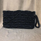 Uretti - Meryem 7194 - El Örgüsü Makrome İp Siyah Clutch Çanta