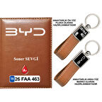 Plakanıza Özel  BYD Logolu Taba Ruhsat Kabı ve Anahtarlık