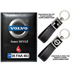 Plakanıza Özel Volvo Logolu Siyah Ruhsat Kabı ve Anahtarlık