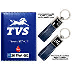 Plakanıza Özel Tvs Logolu Lacivert Ruhsat Kabı ve Anahtarlık