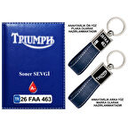 Plakanıza Özel Tpıumph Logolu Lacivert Ruhsat Kabı ve Anahtarlık