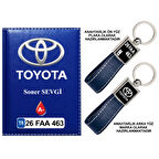 Plakanıza Özel Toyota Logolu Lacivert Ruhsat Kabı ve Anahtarlık
