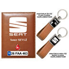 Plakanıza Özel Seat Logolu Taba Ruhsat Kabı ve Anahtarlık