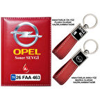 Plakanıza Özel Opel Logolu Kırmızı Ruhsat Kabı ve Anahtarlık
