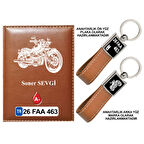 Plakanıza Özel Motor Logolu Taba Ruhsat Kabı ve Anahtarlık