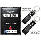 Plakanıza Özel Motoguzzi Logolu Siyah Ruhsat Kabı ve Anahtarlık