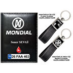 Plakanıza Özel Mondial Logolu Siyah Ruhsat Kabı ve Anahtarlık