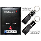 Plakanıza Özel Mclaren Logolu Siyah Ruhsat Kabı ve Anahtarlık