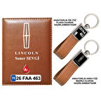 Plakanıza Özel LINCOLN Logolu Taba Ruhsat Kabı ve Anahtarlık