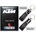 Plakanıza Özel Ktm Logolu Siyah Ruhsat Kabı ve Anahtarlık