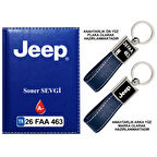 Plakanıza Özel Jeep Logolu Lacivert  Ruhsat Kabı ve Anahtarlık