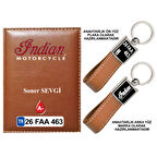 Plakanıza Özel Indıan Logolu Taba Ruhsat Kabı ve Anahtarlık