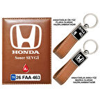 Plakanıza Özel Honda Logolu Taba Ruhsat Kabı ve Anahtarlık