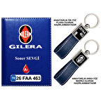 Plakanıza Özel Gleria Logolu Lacivert Ruhsat Kabı ve Anahtarlık