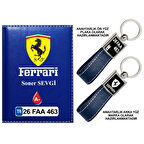 Plakanıza Özel Ferrari Logolu Lacivert Ruhsat Kabı ve Anahtarlık