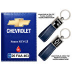 Plakanıza Özel Chevrolet Logolu Lacivert Ruhsat Kabı ve Anahtarlık