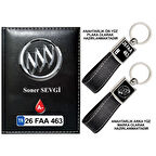 Plakanıza Özel Buick Logolu Siyah Ruhsat Kabı ve Anahtarlık