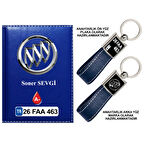 Plakanıza Özel Buick Logolu Lacivert Ruhsat Kabı ve Anahtarlık