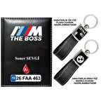 Plakanıza Özel BMW THE BOSS Logolu Siyah Ruhsat Kabı ve Anahtarlık