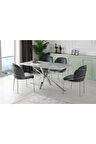 Polo Çapraz High Gloss Yemek Masa Sandalye Takımı 90x180cm