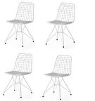Metal Telli Mutfak Cafe Ofis Bahçe Sandalyesi 4lü Set