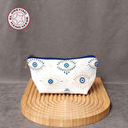 Uretti - Gamze 9546 - 8208 El Yapımı Keten Makyaj Çantası - Beyaz