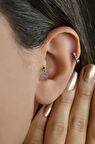 Mini Halka Yıldız Tragus Piercing Helix Kıkırdak Gümüş Renkli