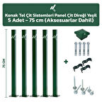 KONAK TEL ÇİT SİSTEMLERİ 5 ADET PANEL ÇİT DİREĞİ 75 CM YEŞİL