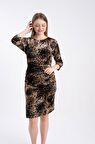 MODATALİKA Kadın Kadife Leopar Baskılı Elbise