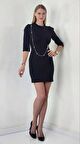 Modatalika Scuba Kumaş Aksesuar Detaylı Mini Tasarım Elbise