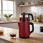 Karaca Tea Glass 2 In 1 Çelik Çay Makinesi Ve Kettle Viva Magenta