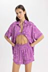 DeFacto Regular Fit Desenli Viskon Plaj Şortu-Fall in Love C3156AX24SMPR442