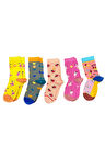 Kız Çocuk Renkli Desenli Günlük Pamuklu Dikişsiz Çorap