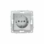 Asyagrup Ovivo Silver Gümüş Kapaklı Topraklı Priz - Çerçevesiz