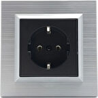 Asyagrup Ovivo Quantum Gümüş Topraklı Priz - Çerçeve Dahil