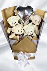 Sole Sevgiliye Özel Dore-Gümüş Konsept Balonlu Romantik Peluş Ayıcık Buketi