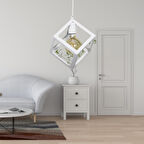 Küp Şeklinde Beyaz Metal Sarkıt Hol Avize Genç Odası Çocuk Odası Kare Mutfak Aydınlatması