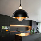 Haus Yarım Küre Siyah İçi Gold ABS Altın Kuka Süslü Sarkıt Mutfak Salon Avize Kafe Kuaför Aydınlatma