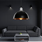 Haus Yarım Küre Siyah ABS Krom Kuka Süslü Sarkıt Mutfak Salon Avize Kafe Kuaför Aydınlatma