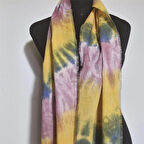 İnce Pamuklu Fular , Batik boyalı ,  Hediyelik Şık Fular, El Yapımı, Moli Tasarım