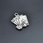 Maça As Poker İskambil - Zar Kolye Ucu - Antik Gümüş Kaplama - Kod:171