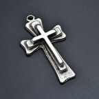 Haç Kolye Ucu - Antik Gümüş Kaplama - Kod:69