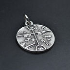 Kam - Şaman Davulu Kolye Ucu - Antik Gümüş Kaplama - Kod:19