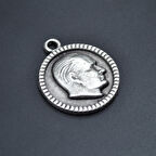 Atatürk Madalyon Kolye Ucu - Antik Gümüş Kaplama - Kod:54