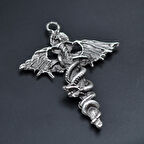 Kılıç Yılan Yarasa Kolye Ucu - Antik Gümüş Kaplama - Kod:22