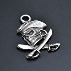 Kuru Kafa Korsan - Kılıç Kolye Ucu - Antik Gümüş Kaplama - Kod:93